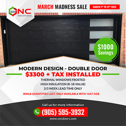 march 2023 garage door sales by ONC doors